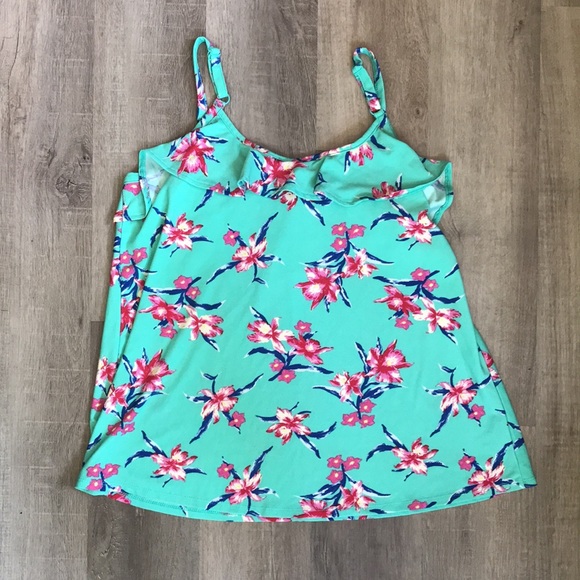 3 for $20 Lily Morgan tank top floral teal adjustable straps - Picture 5 of 7